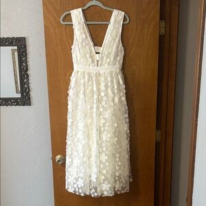 BHLDN Cream Floral Backless Dress